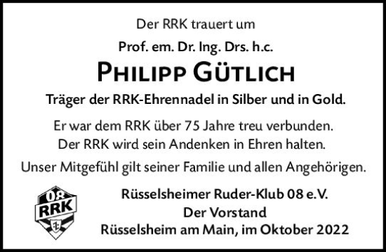 Traueranzeige von Philipp Gütlich von vrm-trauer Rüsselsheimer Echo / MainSpitze