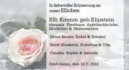 Traueranzeige von Elli Kromm von vrm-trauer Groß-Gerauer Echo