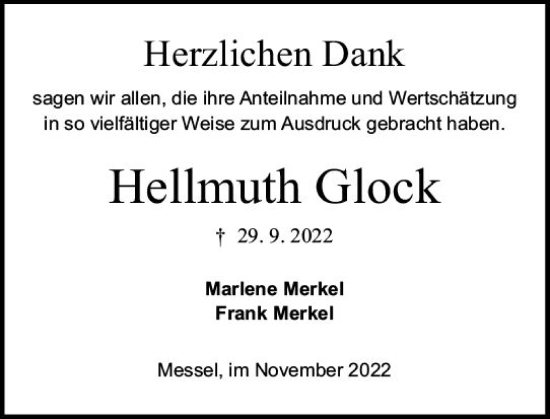 Traueranzeige von Hellmuth Glock von vrm-trauer Darmstädter Echo