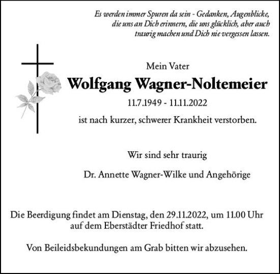 Traueranzeige von Wolfgang Wagner-Noltemeier von vrm-trauer Darmstädter Echo