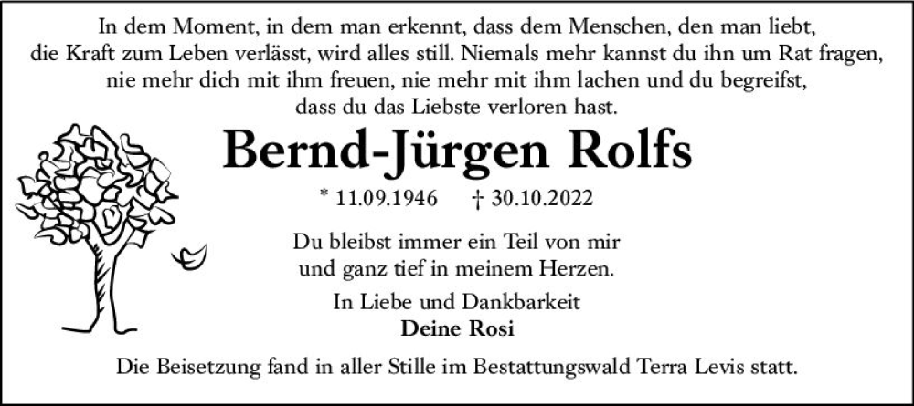  Traueranzeige für Bernd-Jürgen Rolfs vom 03.12.2022 aus vrm-trauer Wiesbadener Kurier