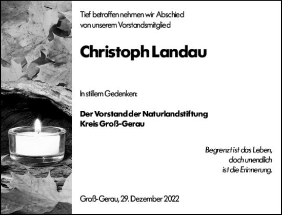 Traueranzeige von Christoph Landau von vrm-trauer Groß-Gerauer Echo