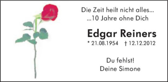 Traueranzeige von Edgar Reiners von vrm-trauer Bürstädter/Lamperth. Ztg/Starkenburger