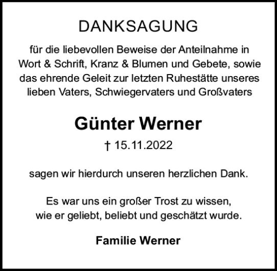Traueranzeige von Günter Werner von vrm-trauer Bürstädter/Lamperth. Ztg/Starkenburger