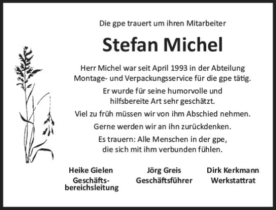 Traueranzeige von Stefan Michel von vrm-trauer AZ Mainz