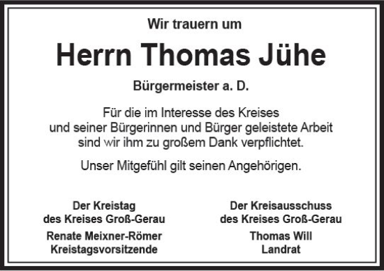 Traueranzeige von Thomas Jühe von vrm-trauer Rüsselsheimer Echo / MainSpitze