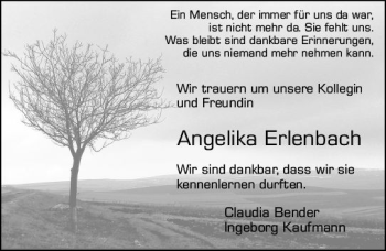 Traueranzeige von Angelika Erlenbach von vrm-trauer Wiesbadener Kurier
