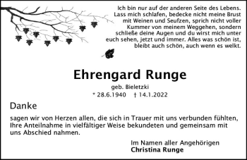 Traueranzeige von Ehrengard Runge von vrm-trauer Darmstädter Echo