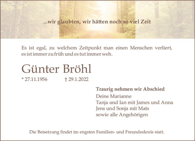  Traueranzeige für Günter Bröhl vom 05.02.2022 aus vrm-trauer AZ Mainz