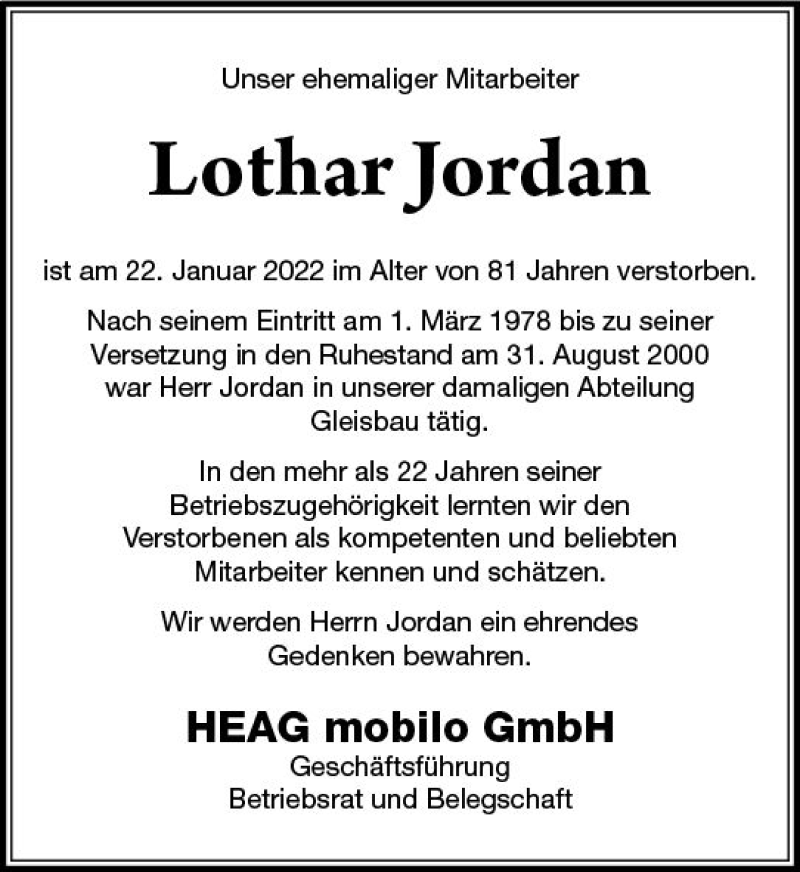  Traueranzeige für Lothar Jordan vom 04.02.2022 aus vrm-trauer Darmstädter Echo