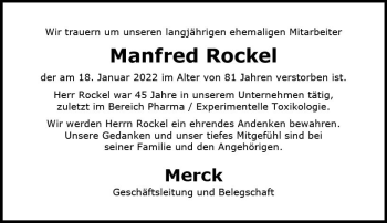 Traueranzeige von Manfred Rockel von vrm-trauer Darmstädter Echo