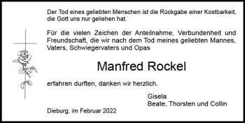 Traueranzeige von Manfred Rockel von vrm-trauer DieburgerAnzeiger/Groß-Zimmerner Lokala