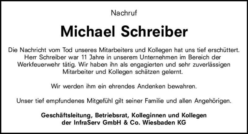  Traueranzeige für Michael Schreiber vom 12.02.2022 aus vrm-trauer Wiesbadener Kurier