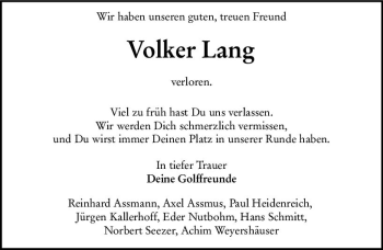 Traueranzeige von Volker Lang von vrm-trauer Allgemeine  Zeitung Ingelheim-Bingen