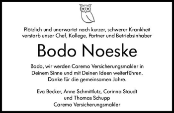 Traueranzeige von Bodo Noeske von vrm-trauer AZ Mainz