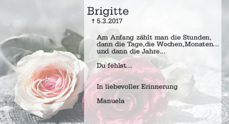  Traueranzeige für Brigitte Achtstätter vom 05.03.2022 aus vrm-trauer Odenwälder Echo
