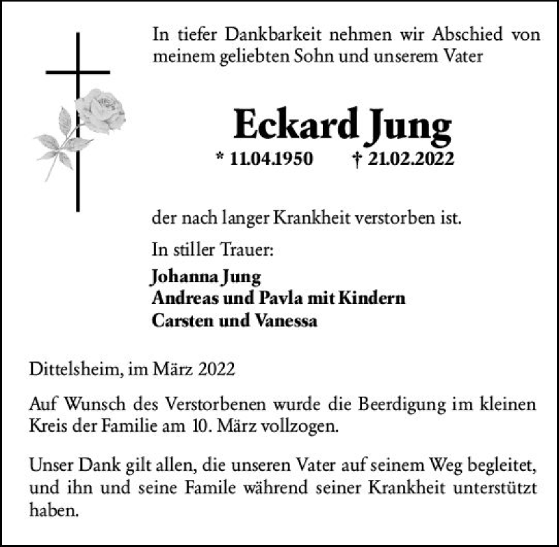  Traueranzeige für Eckard Jung vom 12.03.2022 aus vrm-trauer Wormser Zeitung