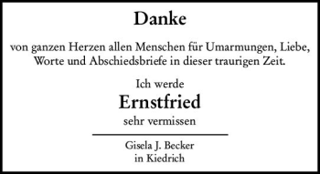 Traueranzeige von Ernstfried  von vrm-trauer Wiesbadener Kurier