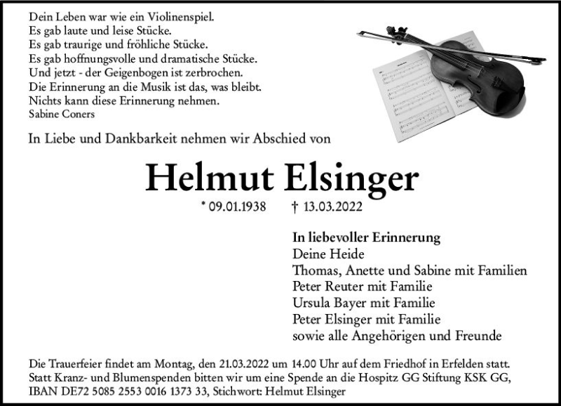  Traueranzeige für Helmut Elsinger vom 19.03.2022 aus vrm-trauer Groß-Gerauer Echo