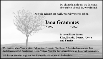 Traueranzeige von Jana Grammes von vrm-trauer AZ Mainz
