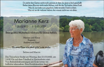 Traueranzeige von Marianne Kerz von vrm-trauer AZ Mainz