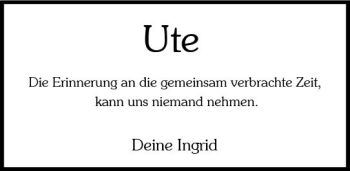 Traueranzeige von Ute  von vrm-trauer WK-UTA
