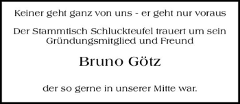 Traueranzeige von Bruno Götz von vrm-trauer Darmstädter Echo