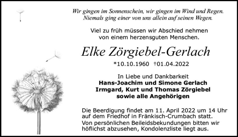  Traueranzeige für Elke Zörgiebel-Gerlach vom 09.04.2022 aus vrm-trauer Odenwälder Echo