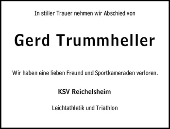 Traueranzeige von Gerd Trummheller von vrm-trauer Odenwälder Echo
