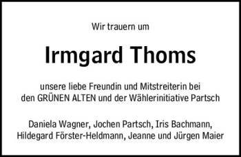 Traueranzeige von Irmgard Thoms von vrm-trauer Darmstädter Echo