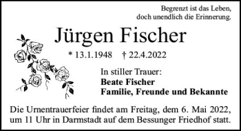 Traueranzeige von Jürgen Fischer von vrm-trauer Darmstädter Echo