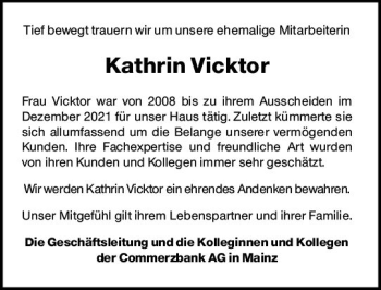 Traueranzeige von Kathrin Vicktor von vrm-trauer AZ Mainz