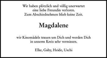Traueranzeige von Magdalene  von vrm-trauer AZ Mainz