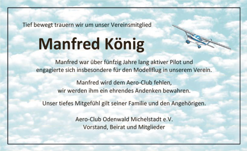  Traueranzeige für Manfred König vom 23.04.2022 aus vrm-trauer Odenwälder Echo