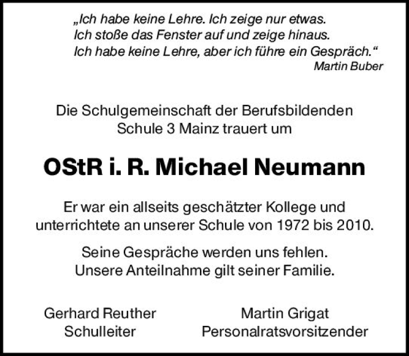  Traueranzeige für Michael Neumann vom 30.04.2022 aus vrm-trauer AZ Mainz