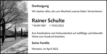 Traueranzeige von Rainer Schulte von vrm-trauer Allgemeine Zeitung Alzey