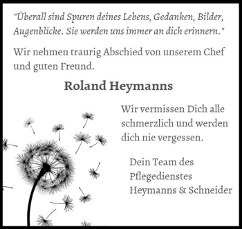 Traueranzeige von Roland Heymanns von vrm-trauer Darmstädter Echo