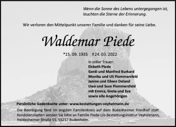 Traueranzeige von Waldemar Piede von vrm-trauer AZ Mainz
