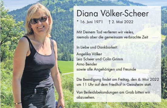Traueranzeige von Diana Völker-Scheer von vrm-trauer Groß-Gerauer Echo