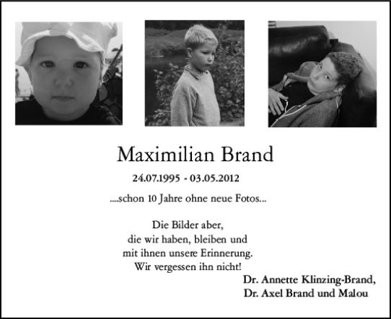 Traueranzeige von Maximilian Brand von vrm-trauer Wiesbadener Kurier