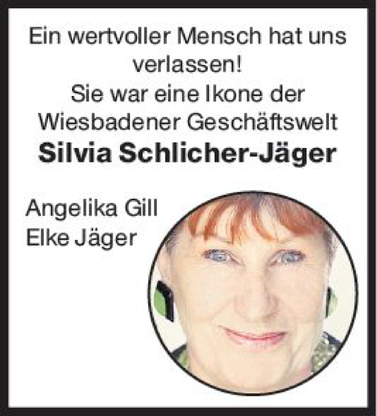 Traueranzeige von Silvia Schlicher-Jäger von vrm-trauer Wiesbadener Kurier