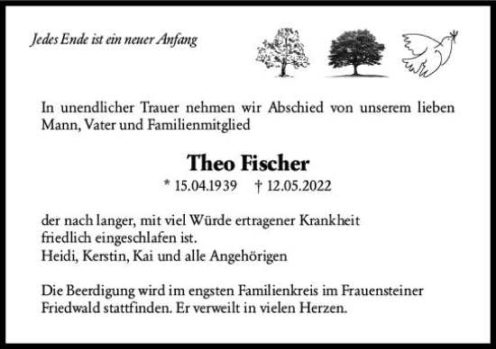 Traueranzeige von Theo Fischer von vrm-trauer AZ Mainz