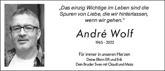 Traueranzeige von André Wolf von vrm-trauer Darmstädter Echo