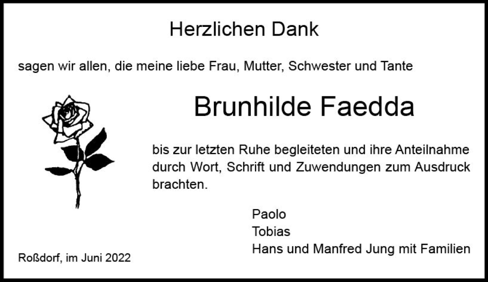 Traueranzeige für Brunhilde Faedda vom 04.06.2022 aus vrm-trauer DieburgerAnzeiger/Groß-Zimmerner Lokala