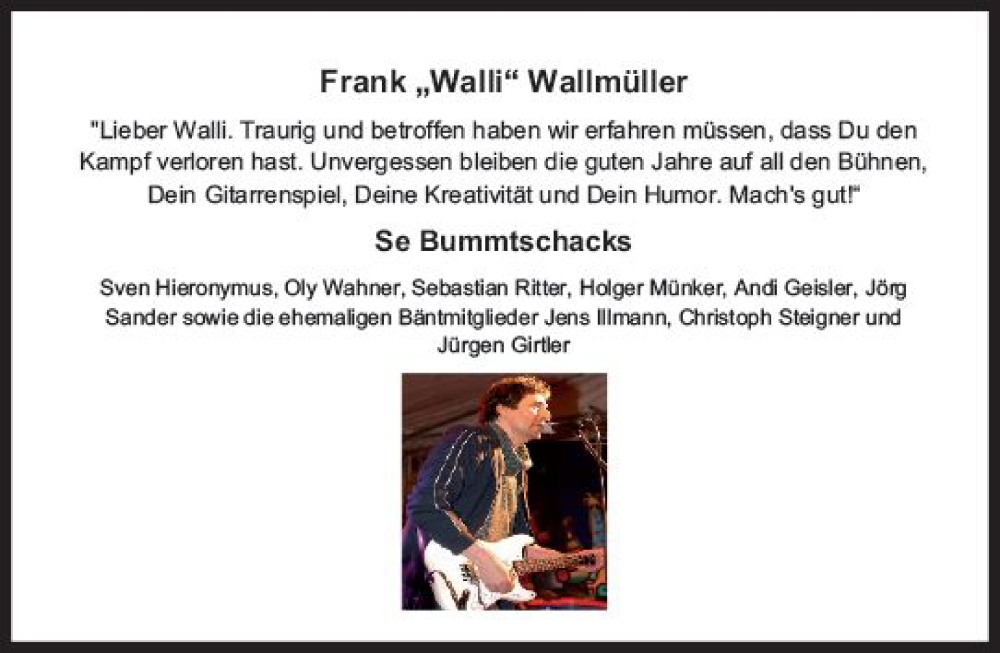  Traueranzeige für Frank Wallmüller vom 18.06.2022 aus vrm-trauer AZ Mainz