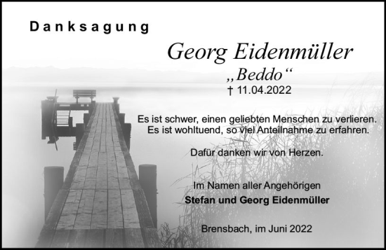 Traueranzeige von Georg Eidenmüller von vrm-trauer Odenwälder Echo