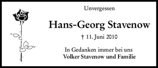 Traueranzeige von Hans-Georg Stavenow von vrm-trauer Wiesbadener Kurier