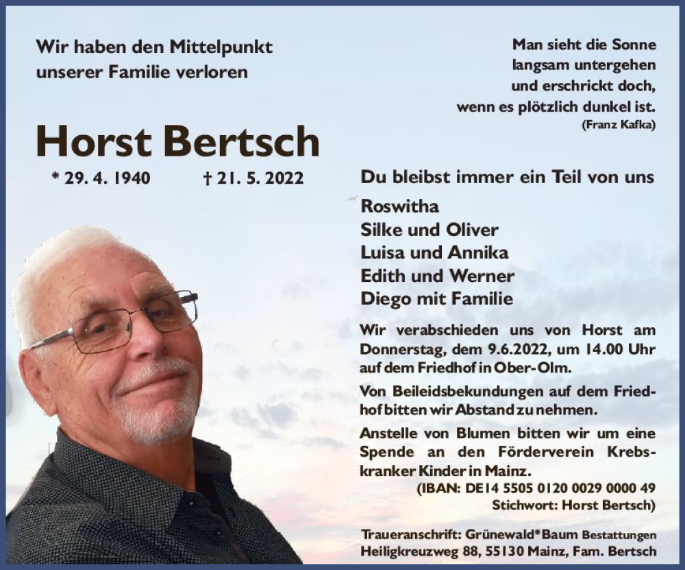  Traueranzeige für Horst Bertsch vom 04.06.2022 aus vrm-trauer AZ Mainz