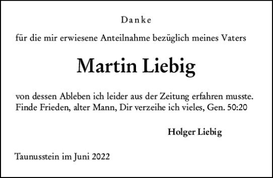 Traueranzeige von Martin Liebig von vrm-trauer Wiesbadener Kurier