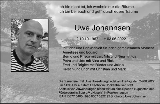 Traueranzeige von Uwe Johannsen von vrm-trauer AZ Mainz